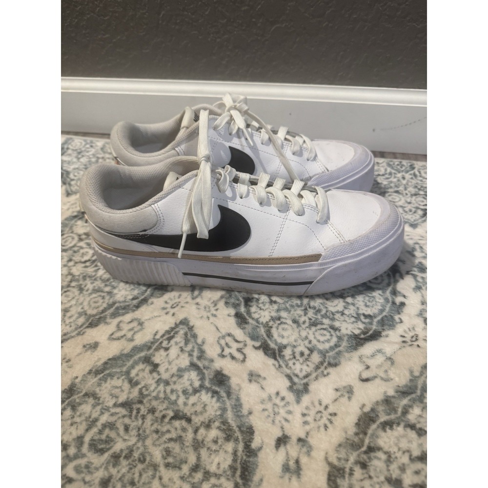 Nike Court Legacy Lift Platform Women's Sneakers Size 10 White Black Tan
